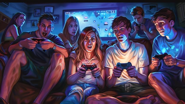 A digital illustration depicting several Wild Rift champions cheering on other players. The scene is filled with joy and excitement representing the collaborative fun of playing and creating content for Wild Rift.