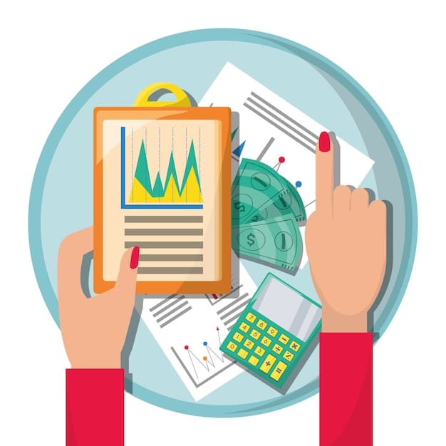 Illustration of federal budget documents and pie charts, with hands pointing to revised figures, symbolizing changes in economic allocation and government spending.