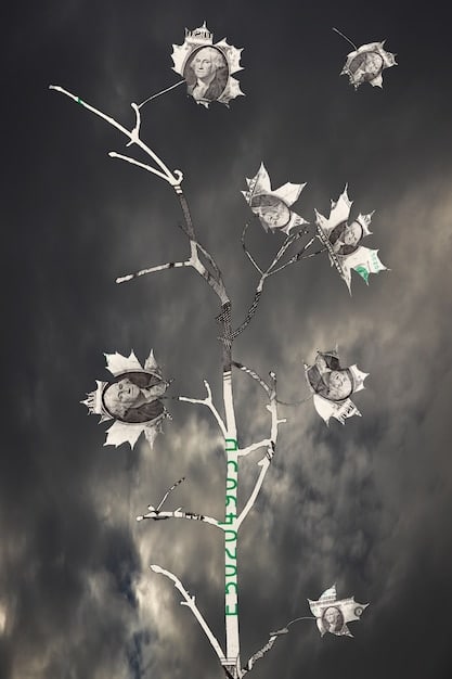 Split image illustrating economic risks (stormy clouds, unstable graph) on one side and opportunities (sun shining, growing plant on stable graph) on the other.