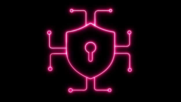 A stylized depiction of a secure data center with glowing lines representing data flow, surrounded by protective barriers and a padlock icon.