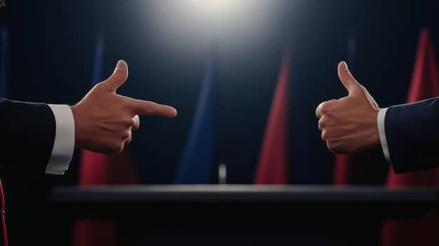 Close-up of a senator's hand voting 