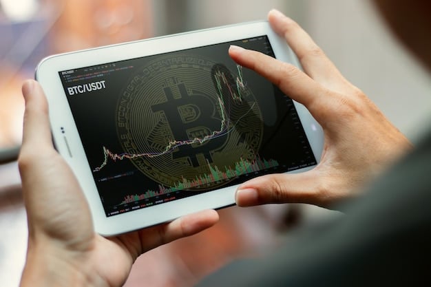 A person's hand interacting with a holographic display showing various cryptocurrency trends, with a legal document subtly placed in the foreground, representing informed investment and regulatory awareness.