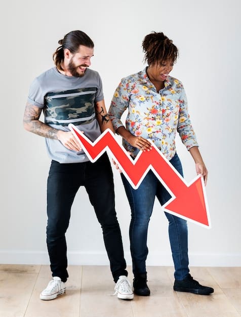 A visual depicting diverse investor emotions: some showing stress and concern over downward market arrows, others exhibiting excitement and optimism with upward arrows, highlighting the psychological impact on stock markets.