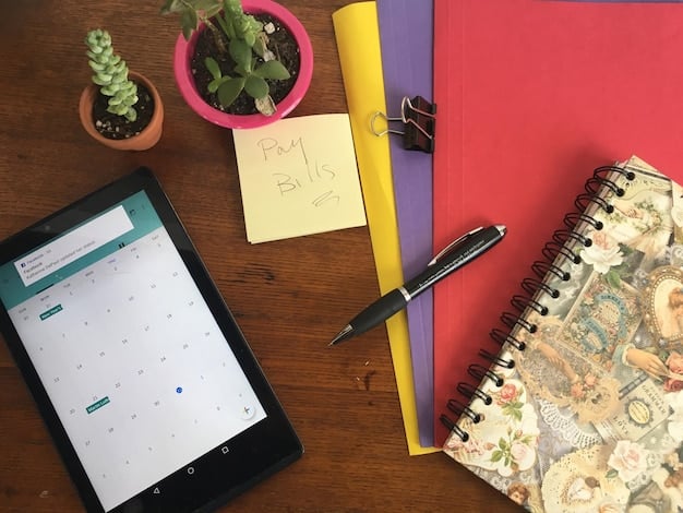 A planner or calendar with color-coded tasks, illustrating effective time management and organization with a clean, focused aesthetic.