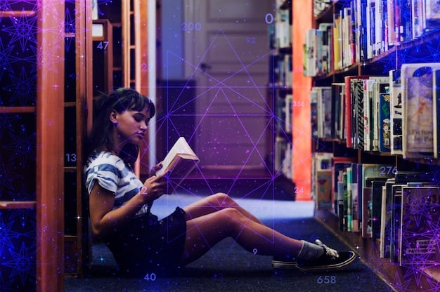 A college student studying diligently in a library, surrounded by books and technological devices, representing higher education.