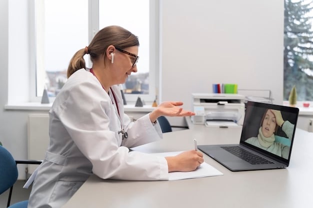 A doctor in a white lab coat conducting a virtual consultation with a patient on a tablet, demonstrating remote patient monitoring capabilities. The doctor is smiling reassuringly, and the patient appears engaged, suggesting clear communication and trust.